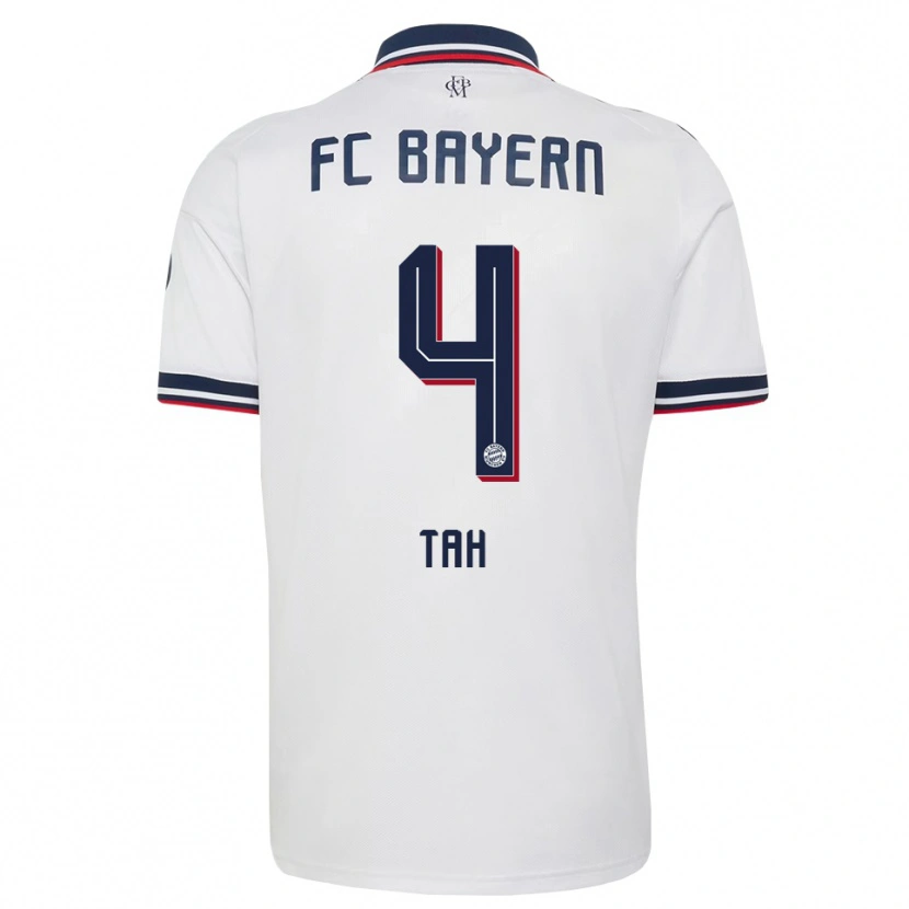 Danxen Børn Jonathan Tah #4 Hvid Grå Rød Udebane Spillertrøjer 2026/27 Trøje T-Shirt