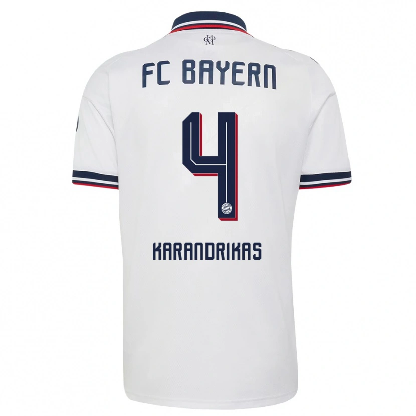 Danxen Børn Konstantinos Karandrikas #4 Hvid Grå Rød Udebane Spillertrøjer 2026/27 Trøje T-Shirt