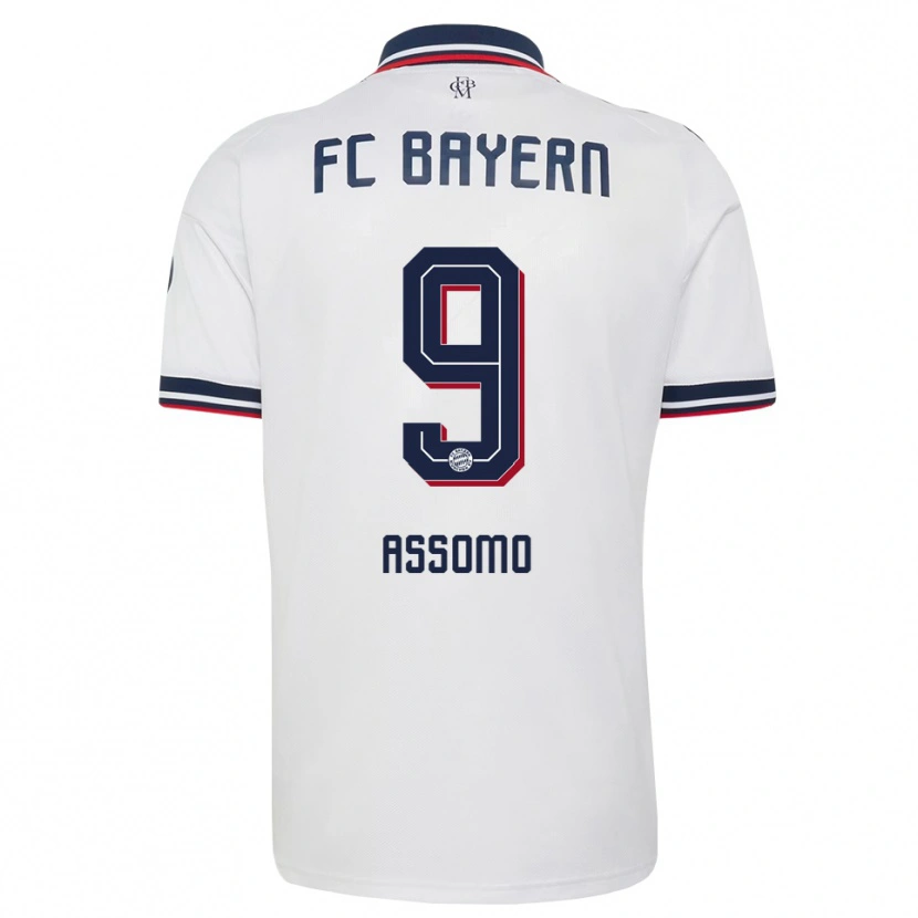 Danxen Børn Bastian Assomo #9 Hvid Grå Rød Udebane Spillertrøjer 2026/27 Trøje T-Shirt