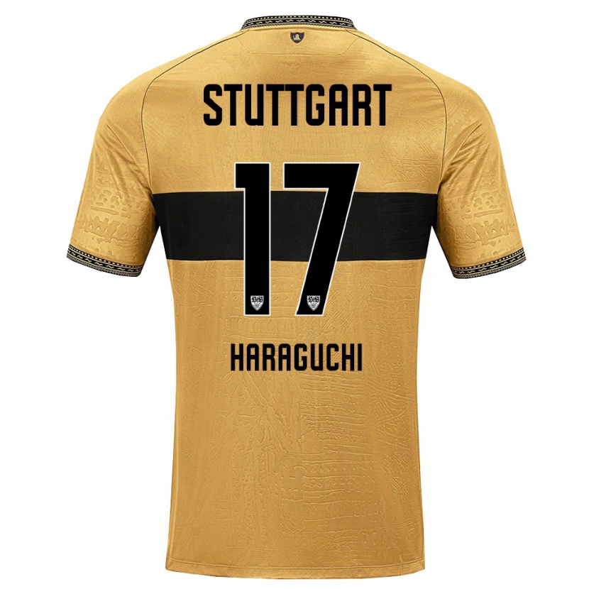 Danxen Børn Genki Haraguchi #17 Brun Sort Hvid Udebane Spillertrøjer 2026/27 Trøje T-Shirt