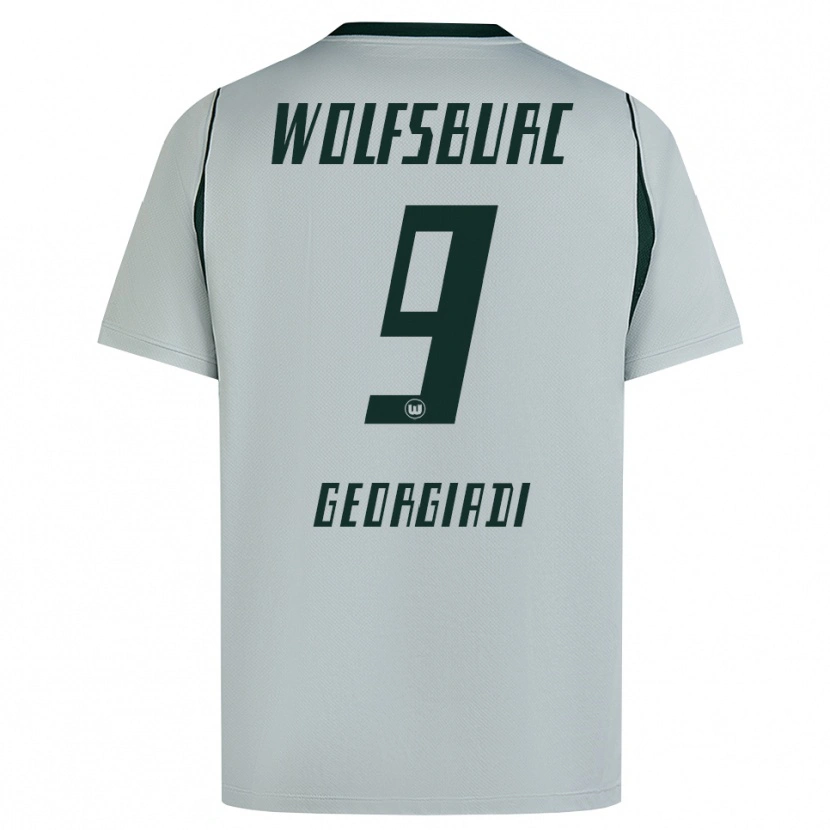 Danxen Børn Alexander Georgiadi #9 Grå Grøn Udebane Spillertrøjer 2026/27 Trøje T-Shirt