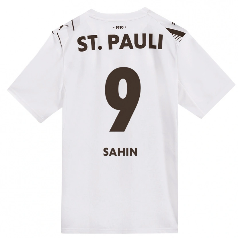 Danxen Børn Malik Sahin #9 Cafe Hvid Rød Udebane Spillertrøjer 2026/27 Trøje T-Shirt