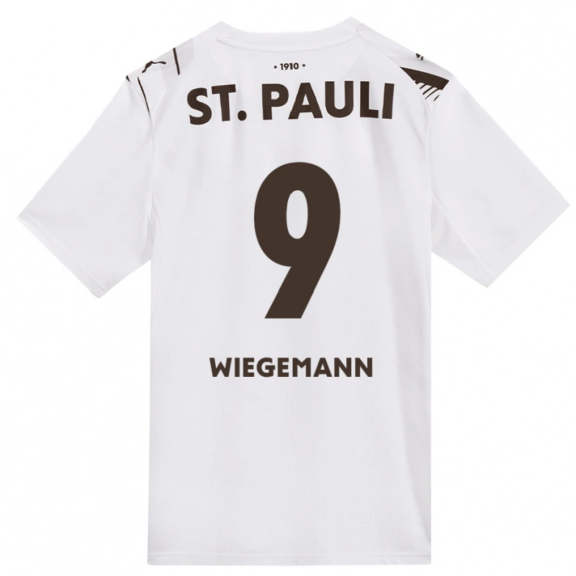 Danxen Børn Mats Wiegemann #9 Cafe Hvid Rød Udebane Spillertrøjer 2026/27 Trøje T-Shirt