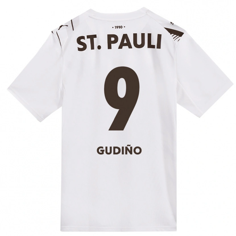 Danxen Børn Alberto Gudiño #9 Cafe Hvid Rød Udebane Spillertrøjer 2026/27 Trøje T-Shirt
