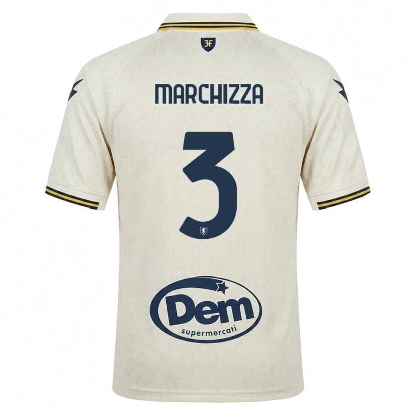 Danxen Børn Riccardo Marchizza #3 Oldlace Gul Sort Udebane Spillertrøjer 2026/27 Trøje T-Shirt