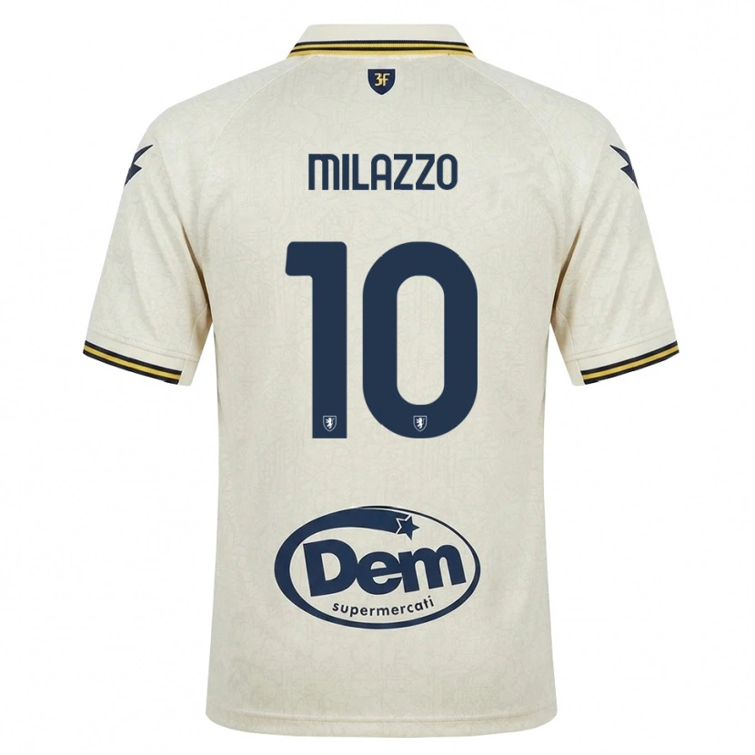 Danxen Børn Simone Milazzo #10 Oldlace Gul Sort Udebane Spillertrøjer 2026/27 Trøje T-Shirt