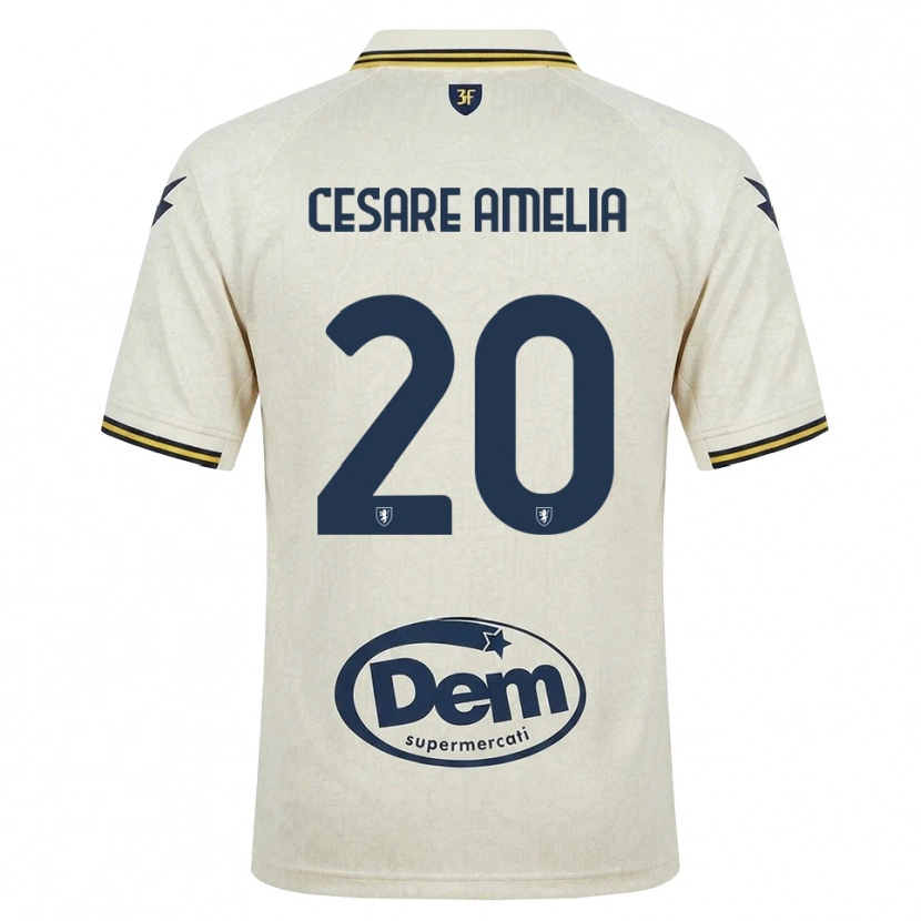 Danxen Børn Giulio Cesare Amelia #20 Oldlace Gul Sort Udebane Spillertrøjer 2026/27 Trøje T-Shirt