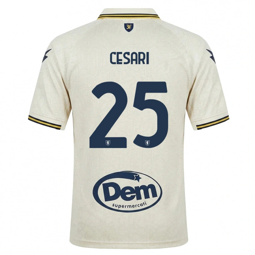 Danxen Børn Nicolò Cesari #25 Oldlace Gul Sort Udebane Spillertrøjer 2026/27 Trøje T-Shirt