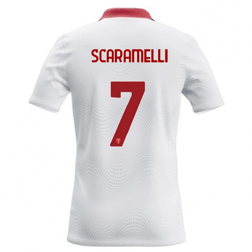Danxen Børn Endris Scaramelli #7 Hvid Rød Udebane Spillertrøjer 2026/27 Trøje T-Shirt