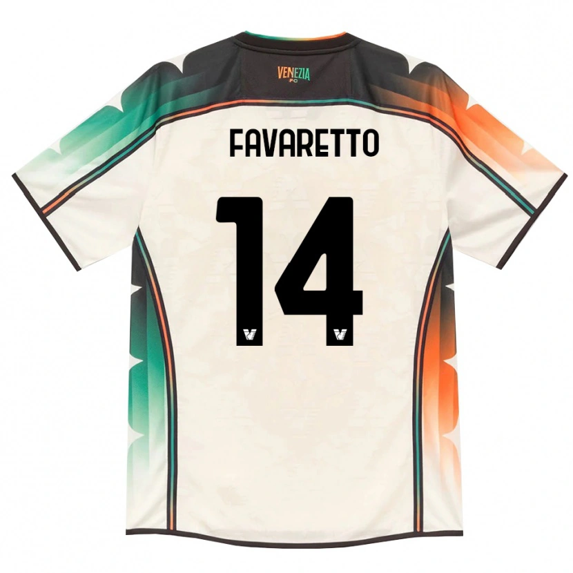 Danxen Børn Alessio Favaretto #14 Oldlace Orange Grøn Udebane Spillertrøjer 2026/27 Trøje T-Shirt
