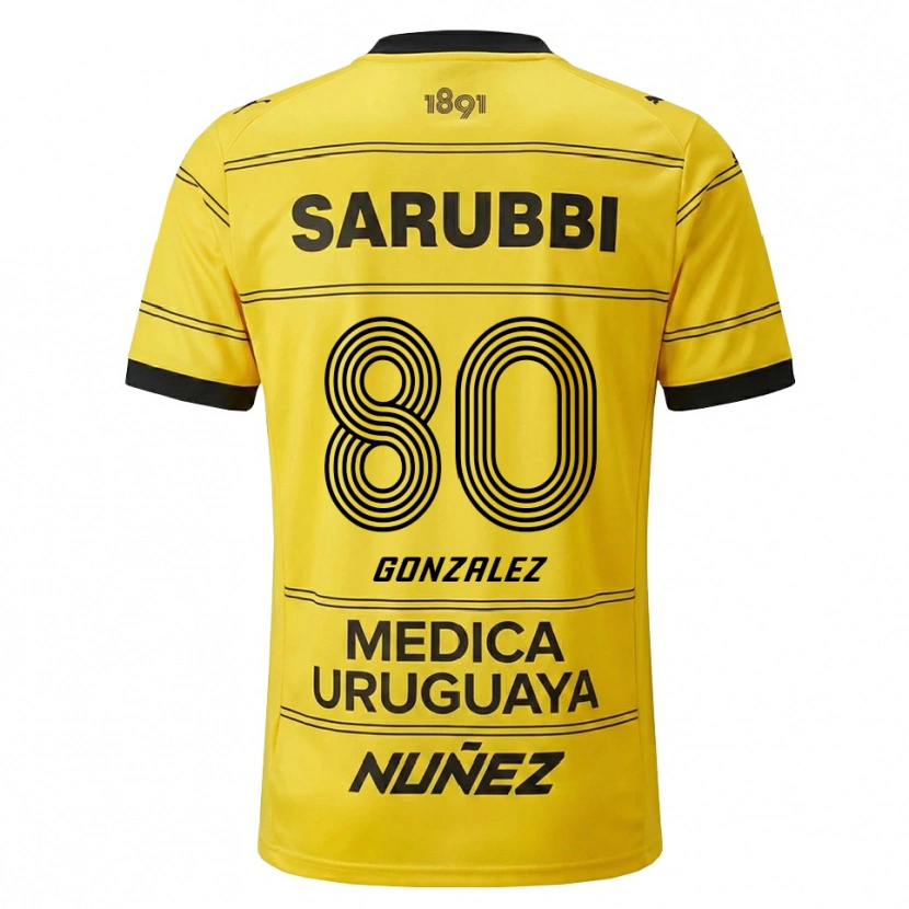 Danxen Børn Franco González #80 Gul Sort Udebane Spillertrøjer 2026/27 Trøje T-Shirt