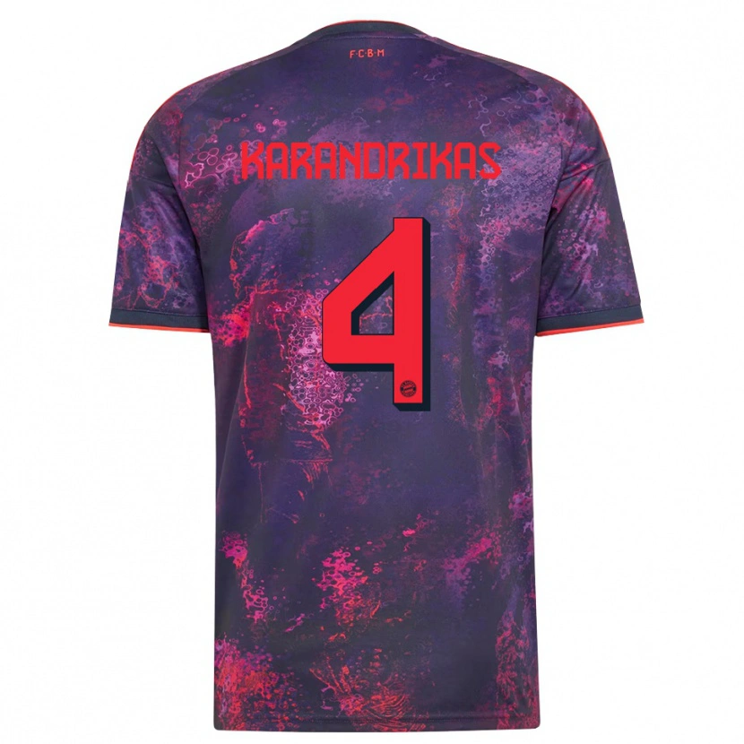 Danxen Børn Konstantinos Karandrikas #4 Lilla Rød Tredje Sæt Spillertrøjer 2026/27 Trøje T-Shirt