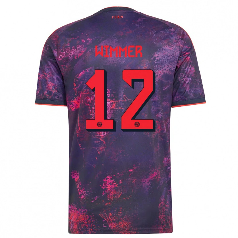 Danxen Børn Benedikt Wimmer #12 Lilla Rød Tredje Sæt Spillertrøjer 2026/27 Trøje T-Shirt