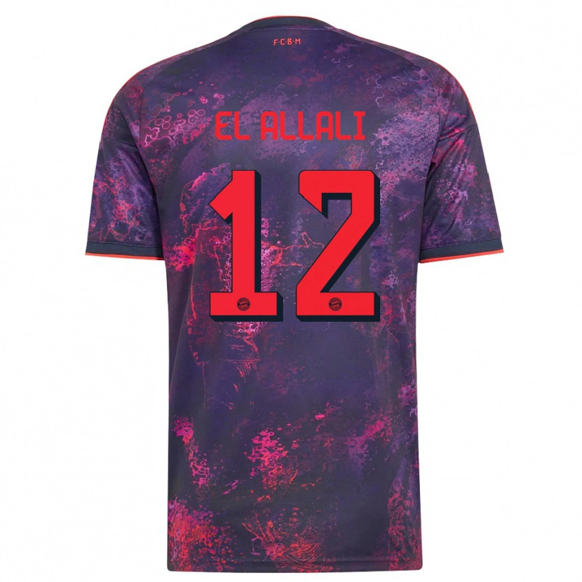 Danxen Børn Jonas El Allali #12 Lilla Rød Tredje Sæt Spillertrøjer 2026/27 Trøje T-Shirt