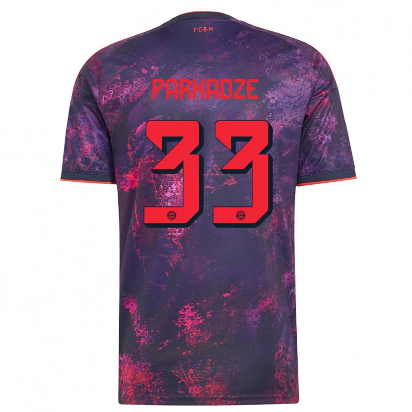 Danxen Børn Luka Parkadze #33 Lilla Rød Tredje Sæt Spillertrøjer 2026/27 Trøje T-Shirt