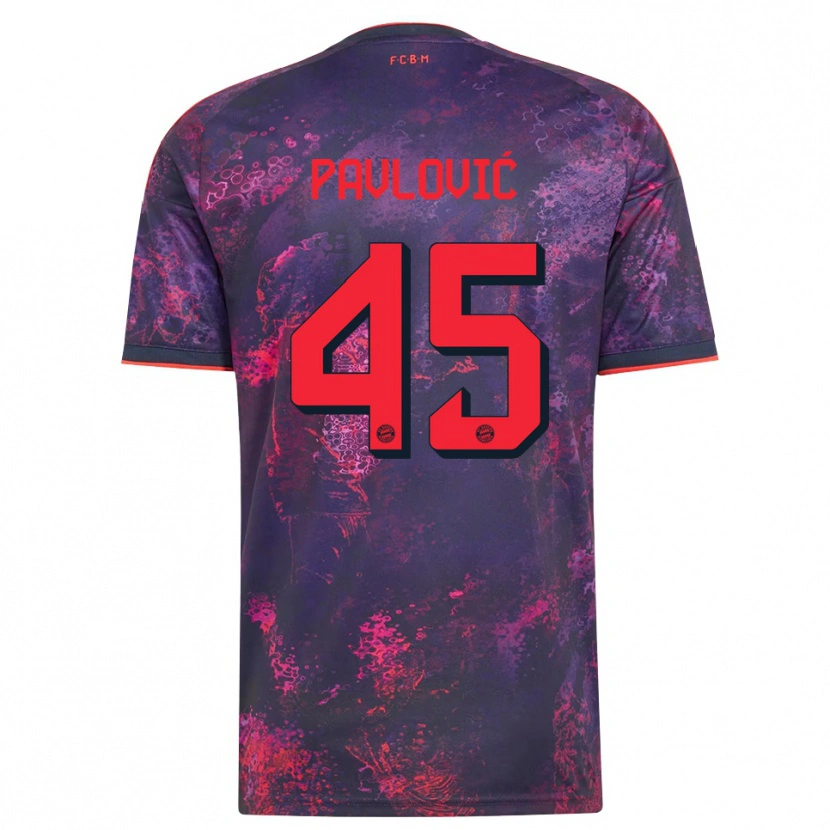 Danxen Børn Aleksandar Pavlovic #45 Lilla Rød Tredje Sæt Spillertrøjer 2026/27 Trøje T-Shirt