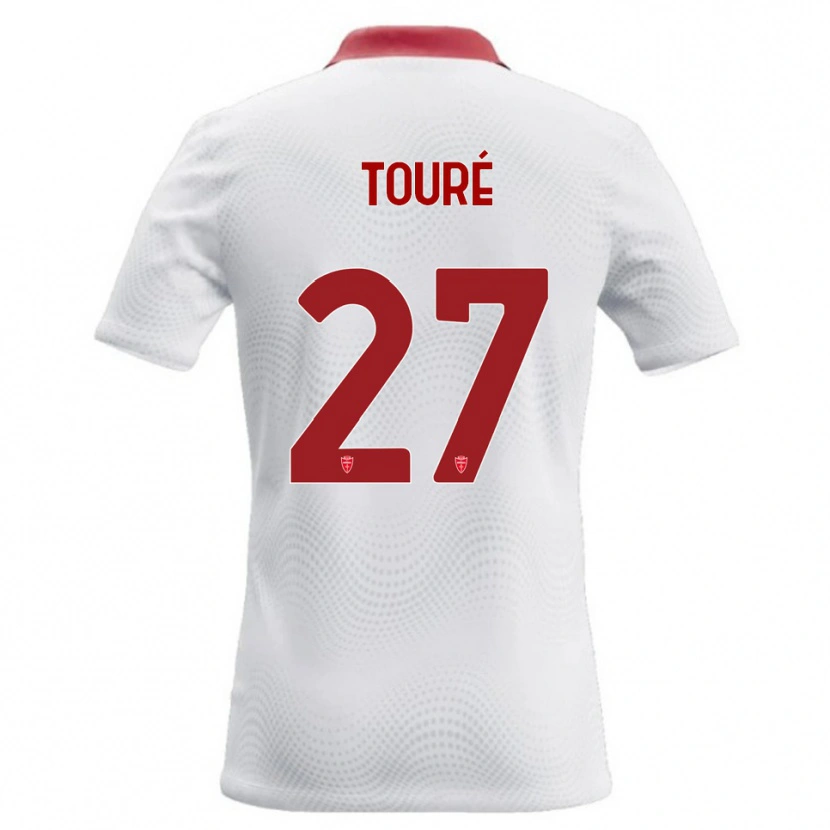 Danxen Mænd Idrissa Touré #27 Hvid Rød Udebane Spillertrøjer 2026/27 Trøje T-Shirt