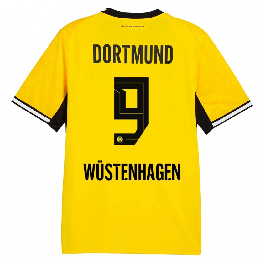 Danxen Mænd Bennedikt Wüstenhagen #9 Gul Sort Hvid Hjemmebane Spillertrøjer 2026/27 Trøje T-Shirt