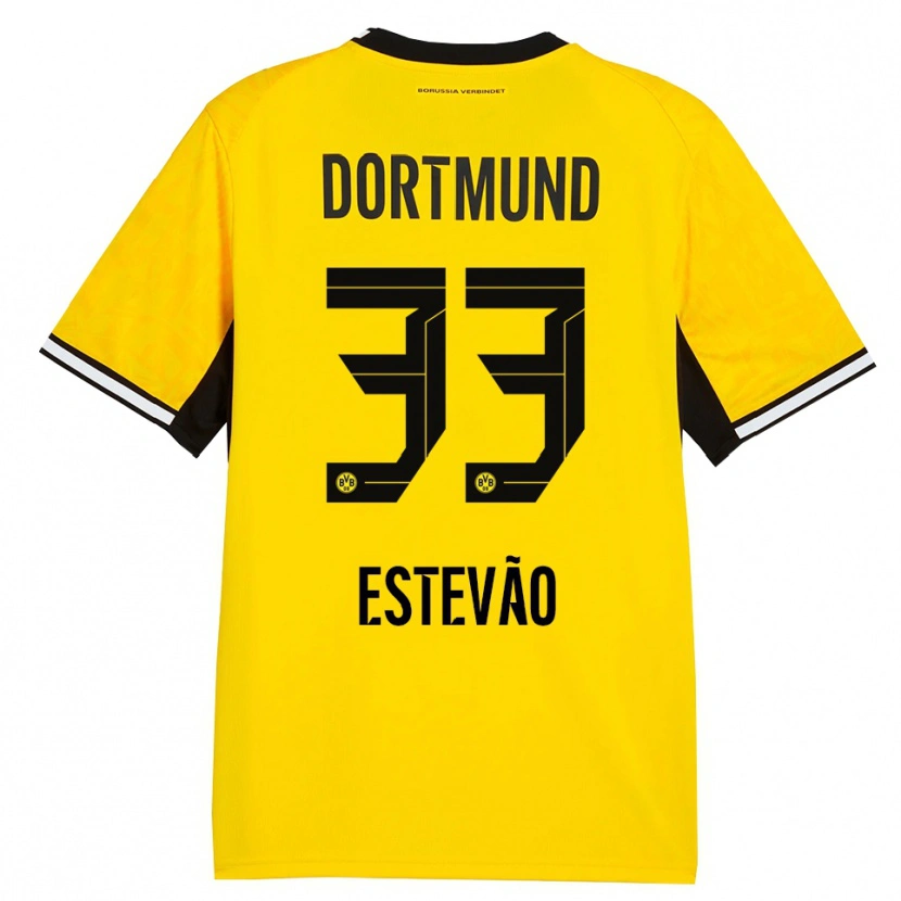 Danxen Mænd Tiago Estevão #33 Gul Sort Hvid Hjemmebane Spillertrøjer 2026/27 Trøje T-Shirt