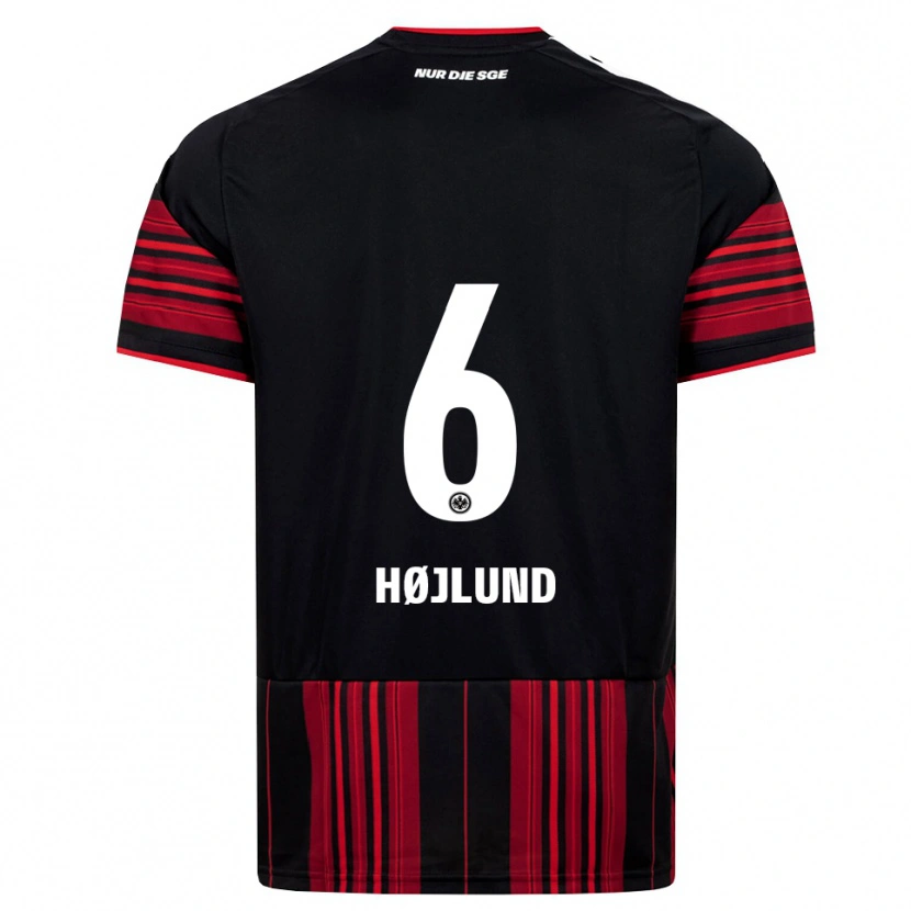 Danxen Mænd Oscar Højlund #6 Sort Rød Hvid Hjemmebane Spillertrøjer 2026/27 Trøje T-Shirt