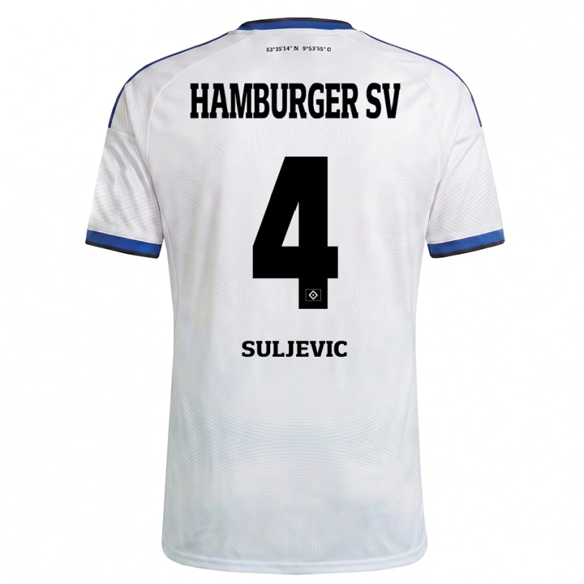 Danxen Mænd Almin Suljevic #4 Hvid Sort Blå Hjemmebane Spillertrøjer 2026/27 Trøje T-Shirt