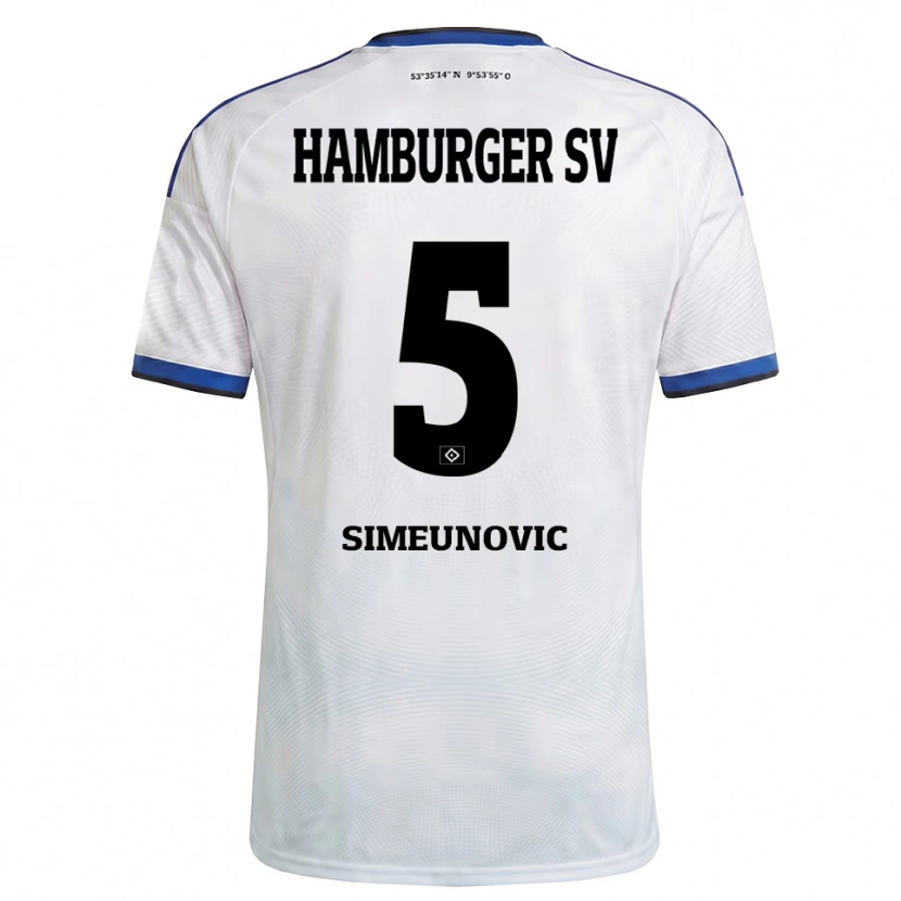 Danxen Mænd Denis Simeunovic #5 Hvid Sort Blå Hjemmebane Spillertrøjer 2026/27 Trøje T-Shirt