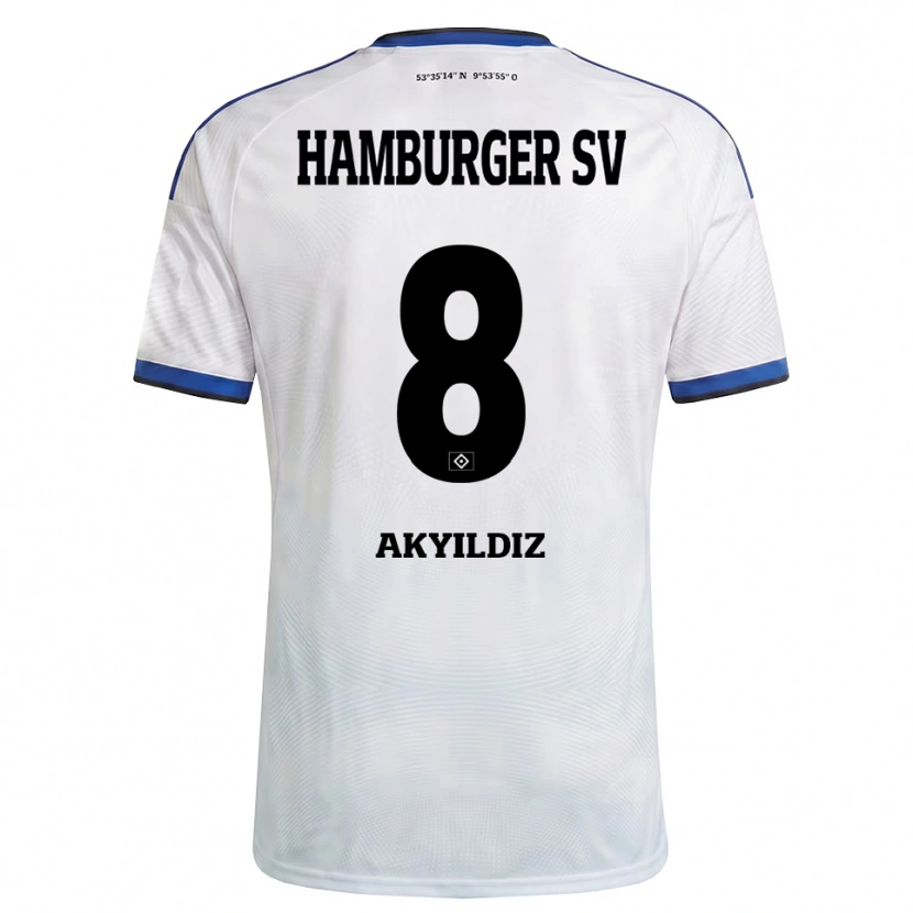 Danxen Mænd Liam Akyildiz #8 Hvid Sort Blå Hjemmebane Spillertrøjer 2026/27 Trøje T-Shirt
