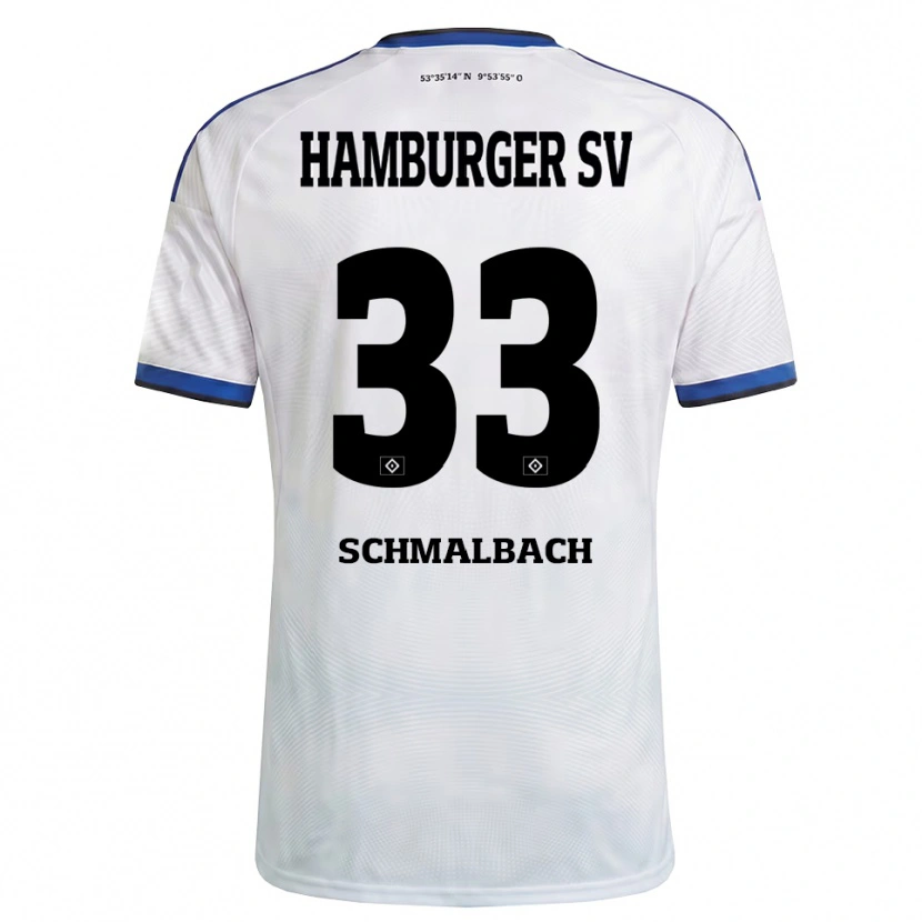 Danxen Mænd Sebastian Schmalbach #33 Hvid Sort Blå Hjemmebane Spillertrøjer 2026/27 Trøje T-Shirt