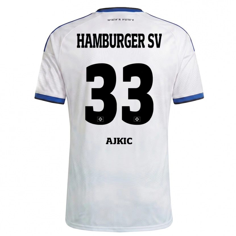 Danxen Mænd Selim Ajkic #33 Hvid Sort Blå Hjemmebane Spillertrøjer 2026/27 Trøje T-Shirt