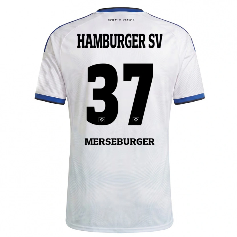 Danxen Mænd Dominik Merseburger #37 Hvid Sort Blå Hjemmebane Spillertrøjer 2026/27 Trøje T-Shirt