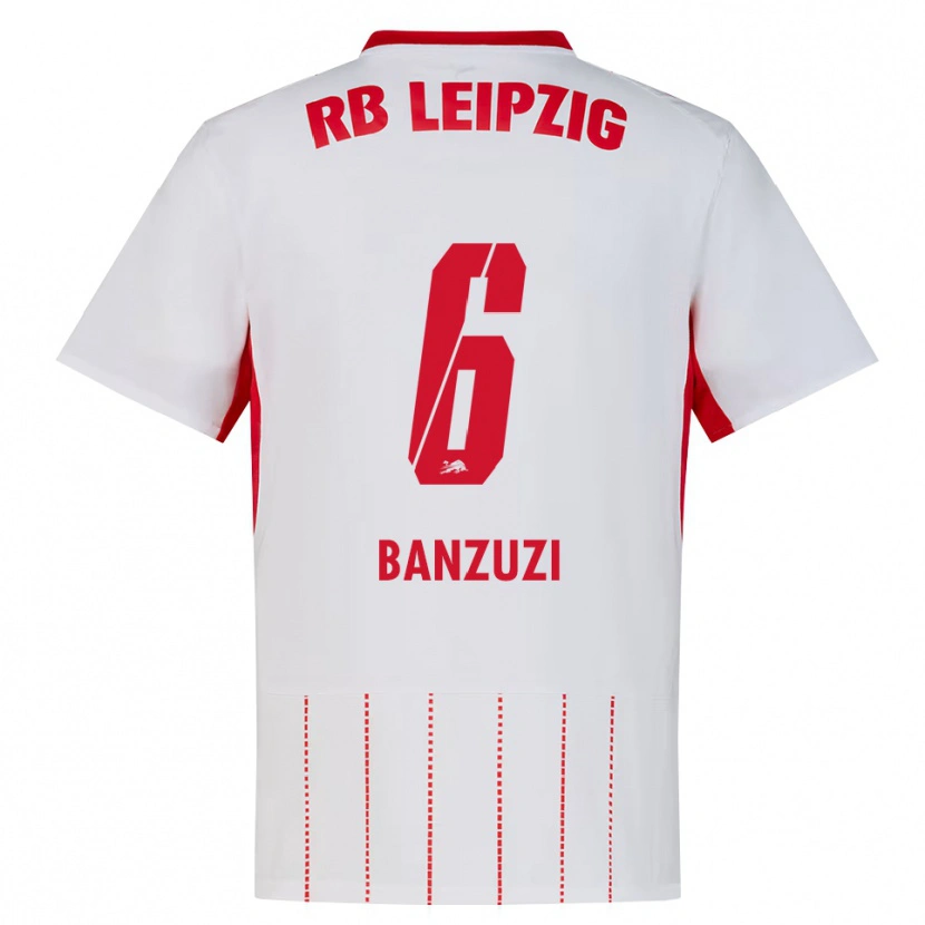 Danxen Mænd Ezechiel Banzuzi #6 Rød Hvid Gul Hjemmebane Spillertrøjer 2026/27 Trøje T-Shirt