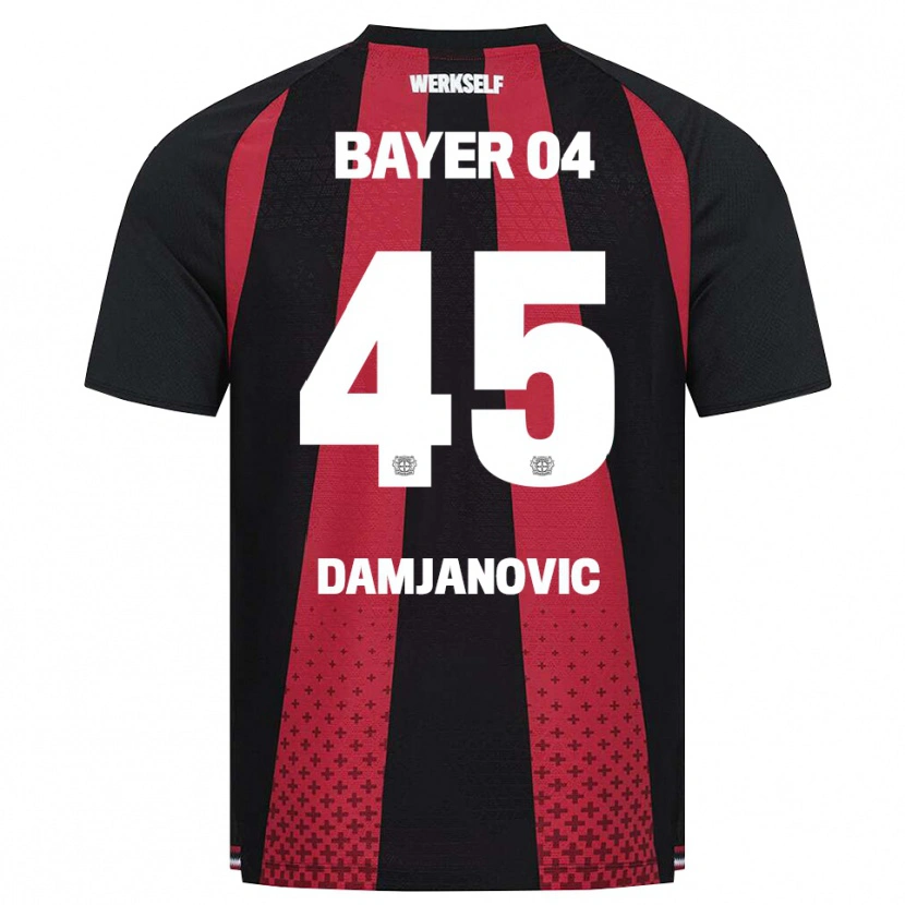 Danxen Mænd Aleksa Damjanovic #45 Sort Hvid Rød Hjemmebane Spillertrøjer 2026/27 Trøje T-Shirt