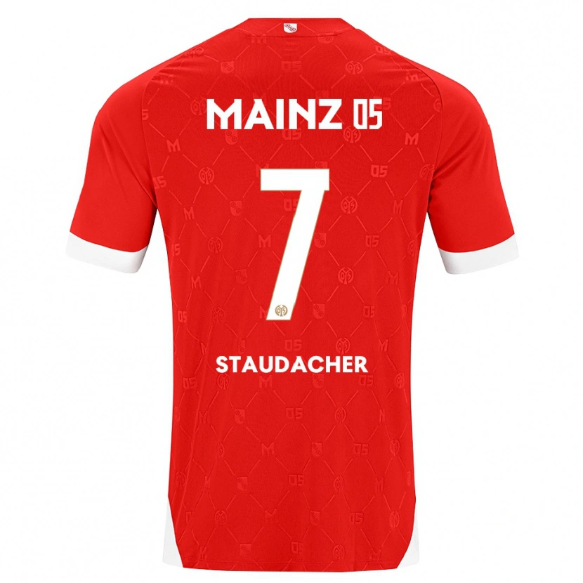 Danxen Mænd Leon Staudacher #7 Rød Hvid Hjemmebane Spillertrøjer 2026/27 Trøje T-Shirt