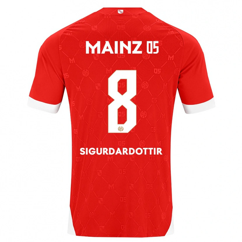 Danxen Mænd Heiðrún Sigurðardóttir #8 Rød Hvid Hjemmebane Spillertrøjer 2026/27 Trøje T-Shirt