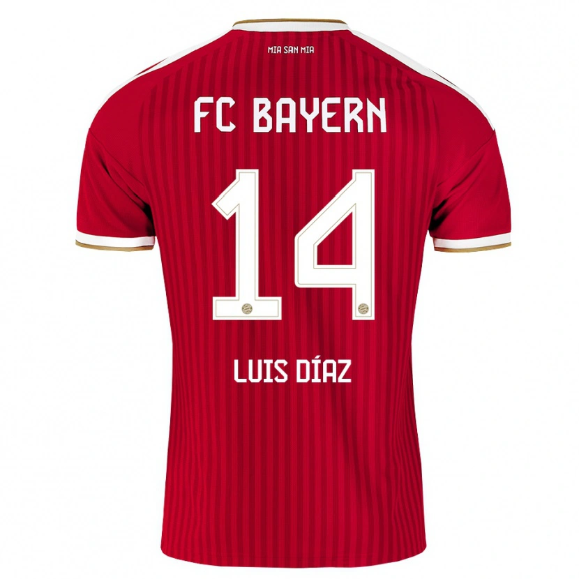Danxen Mænd Luis Díaz #14 Rød Hvid Blå Hjemmebane Spillertrøjer 2026/27 Trøje T-Shirt
