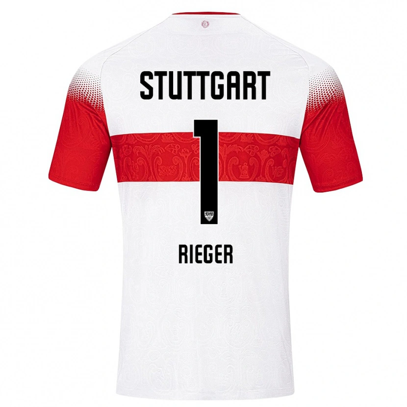 Danxen Mænd Nico Rieger #1 Hvid Rød Gul Hjemmebane Spillertrøjer 2026/27 Trøje T-Shirt
