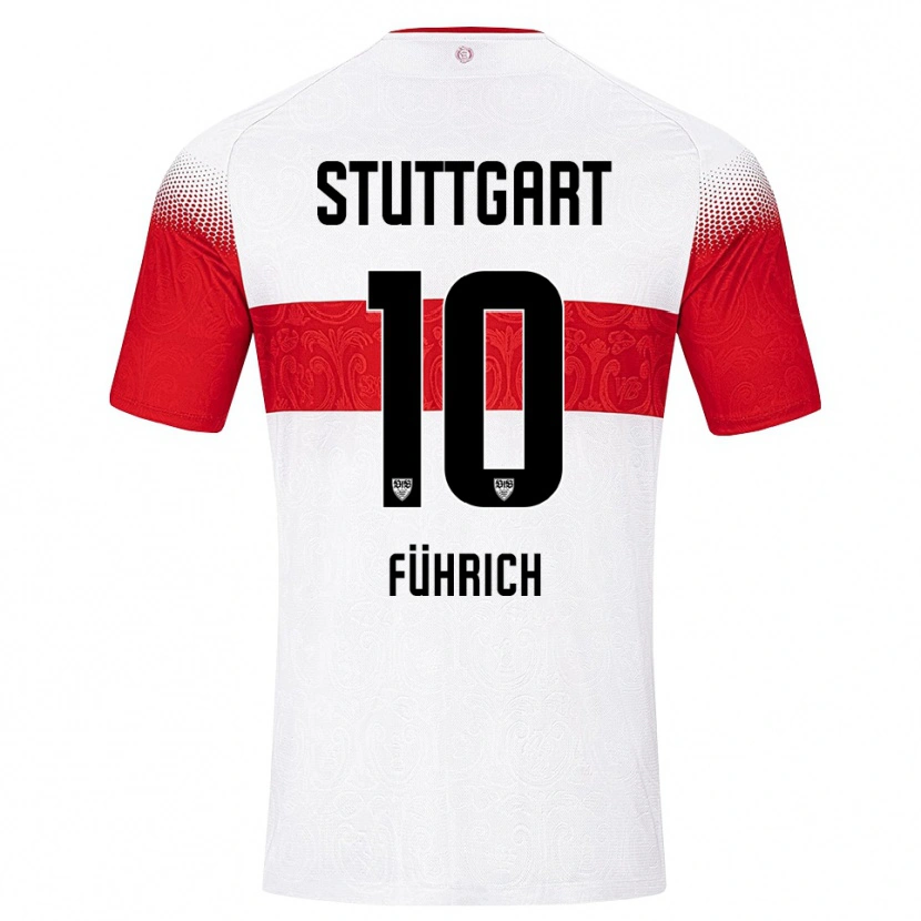 Danxen Mænd Chris Führich #10 Hvid Rød Gul Hjemmebane Spillertrøjer 2026/27 Trøje T-Shirt