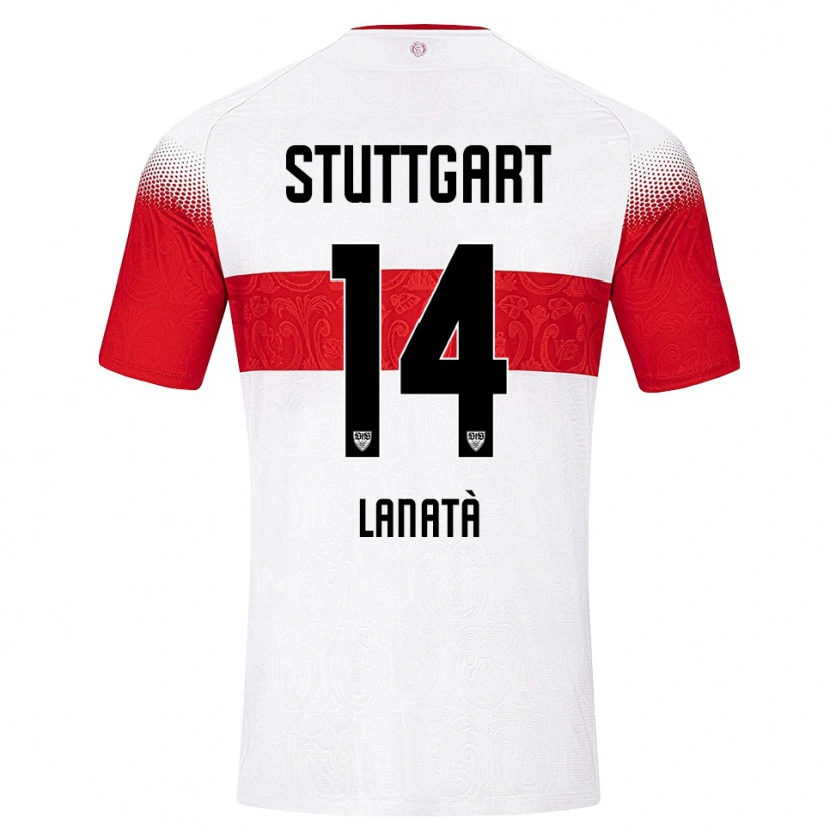 Danxen Mænd Domenico Lanatà #14 Hvid Rød Gul Hjemmebane Spillertrøjer 2026/27 Trøje T-Shirt