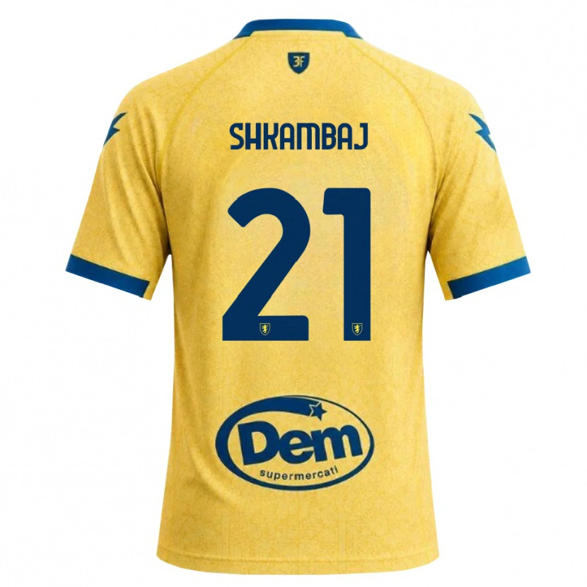 Danxen Mænd Ardit Shkambaj #21 Khaki Sort Blå Hjemmebane Spillertrøjer 2026/27 Trøje T-Shirt