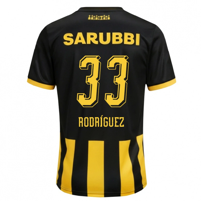 Danxen Mænd Jonathan Rodríguez #33 Sort Gul Hjemmebane Spillertrøjer 2026/27 Trøje T-Shirt