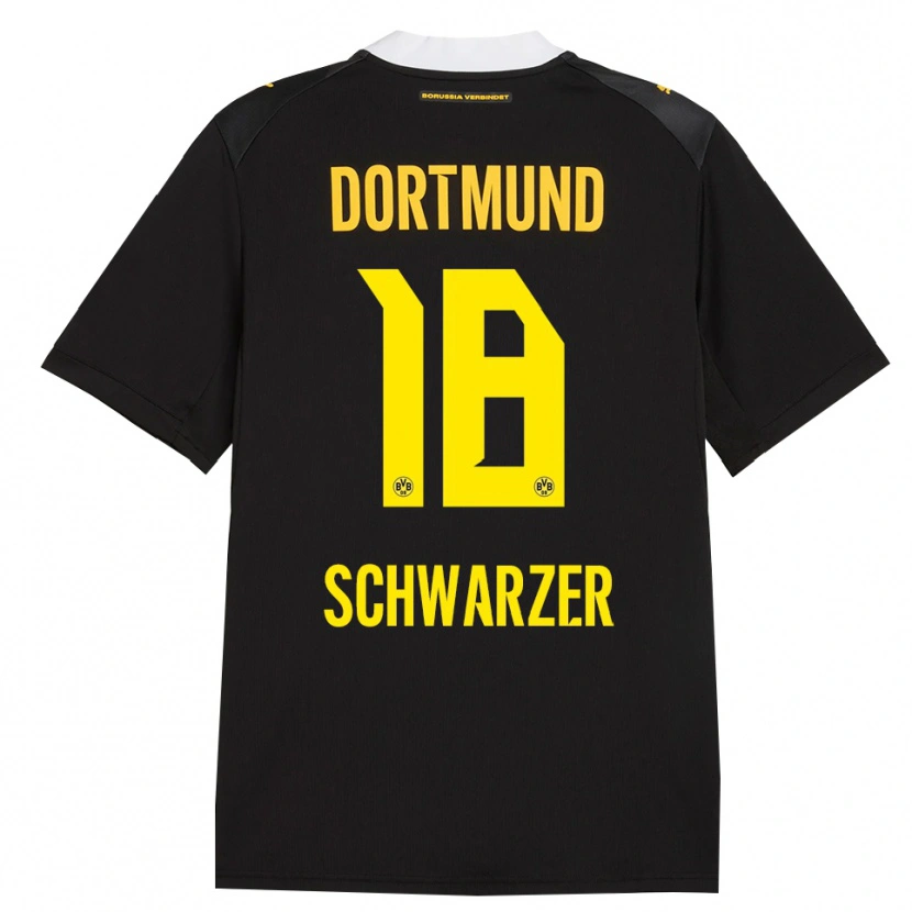 Danxen Mænd Jonas Schwarzer #18 Sort Rød Gul Udebane Spillertrøjer 2026/27 Trøje T-Shirt