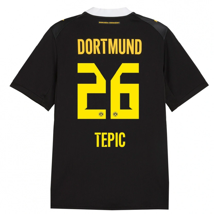 Danxen Mænd Lyon Tepic #26 Sort Rød Gul Udebane Spillertrøjer 2026/27 Trøje T-Shirt