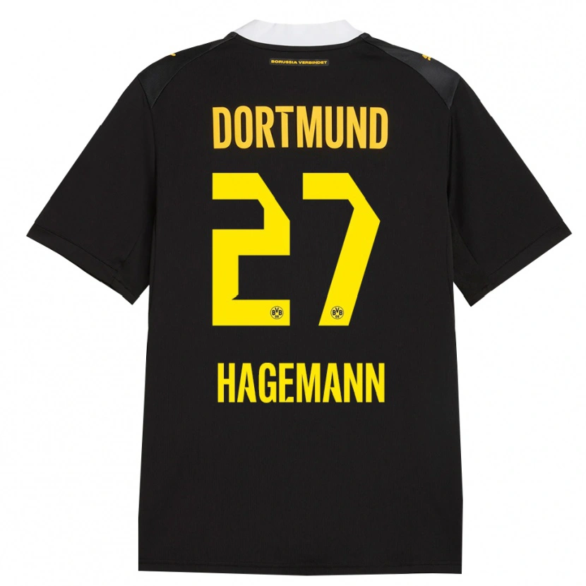 Danxen Mænd Keron Hagemann #27 Sort Rød Gul Udebane Spillertrøjer 2026/27 Trøje T-Shirt
