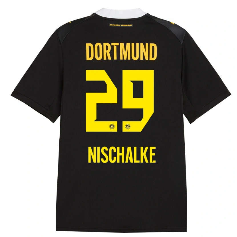 Danxen Mænd Jermain Nischalke #29 Sort Rød Gul Udebane Spillertrøjer 2026/27 Trøje T-Shirt