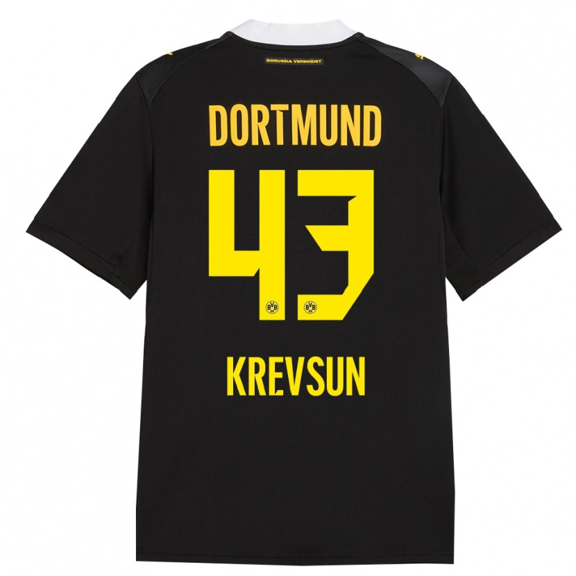 Danxen Mænd Danylo Krevsun #43 Sort Rød Gul Udebane Spillertrøjer 2026/27 Trøje T-Shirt
