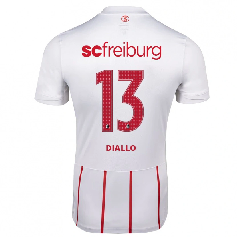 Danxen Mænd Thierno Diallo #13 Hvid Rød Gul Udebane Spillertrøjer 2026/27 Trøje T-Shirt