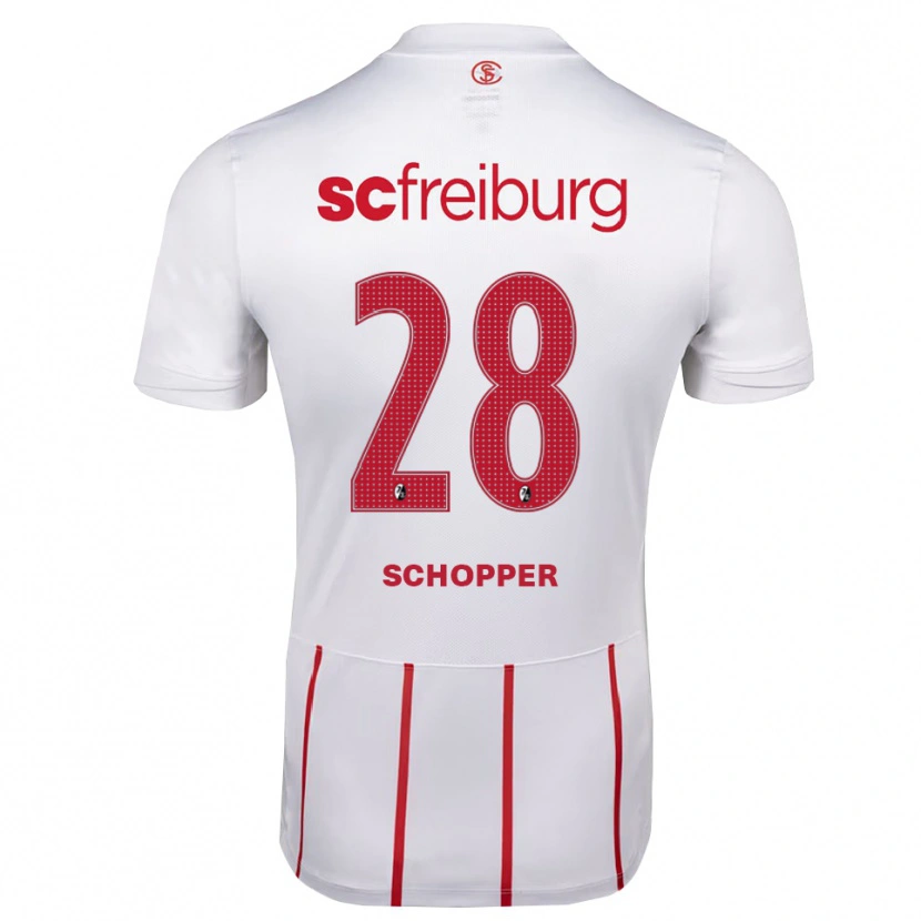 Danxen Mænd David Schopper #28 Hvid Rød Gul Udebane Spillertrøjer 2026/27 Trøje T-Shirt