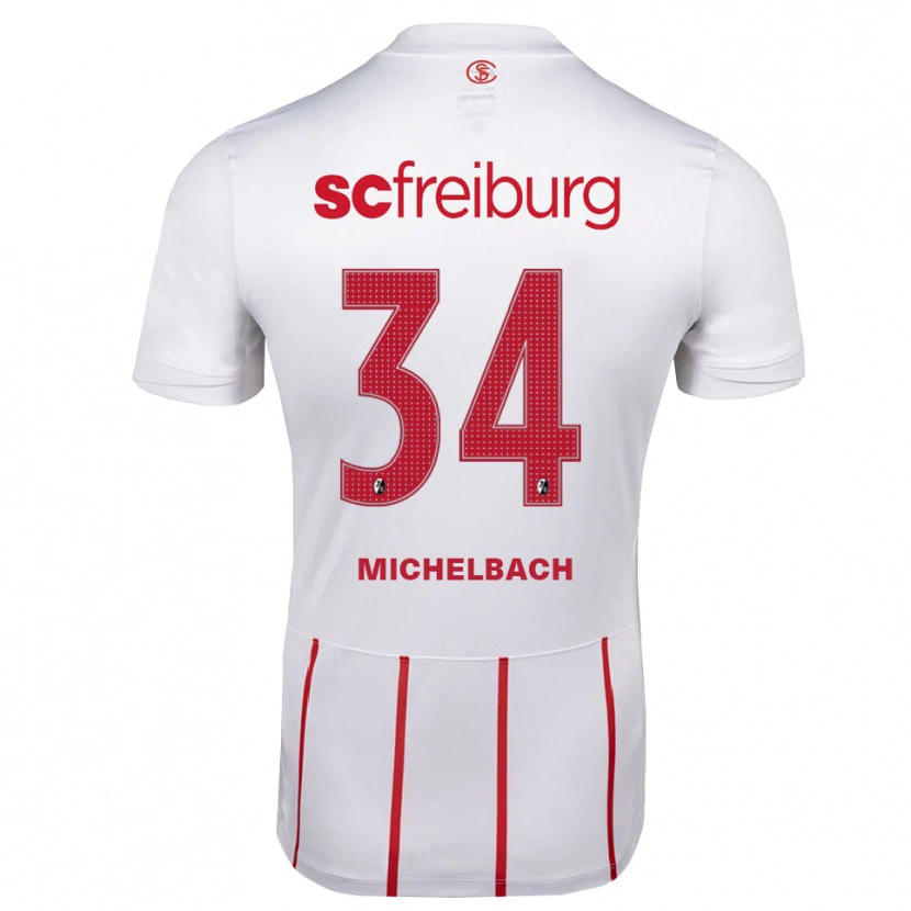 Danxen Mænd Kilian Michelbach #34 Hvid Rød Gul Udebane Spillertrøjer 2026/27 Trøje T-Shirt