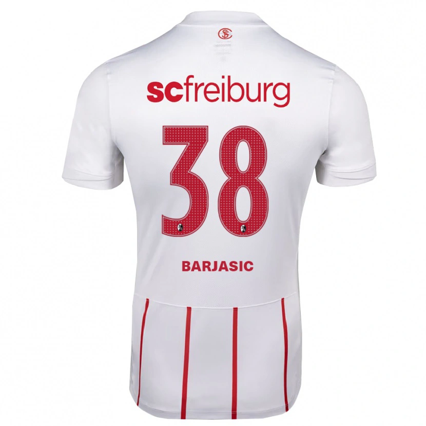Danxen Mænd Josip Barjasic #38 Hvid Rød Gul Udebane Spillertrøjer 2026/27 Trøje T-Shirt
