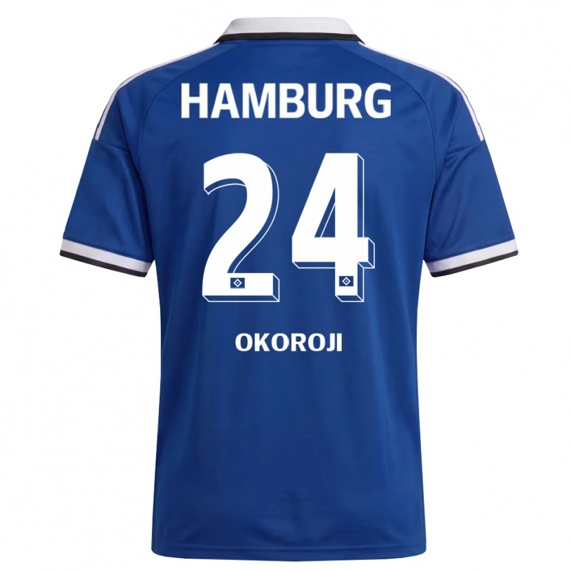 Danxen Mænd Chamal Okoroji #24 Hvid Blå Udebane Spillertrøjer 2026/27 Trøje T-Shirt